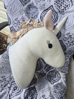 Target Plush Unicorn Head Wall Décor in Cream and Tan
